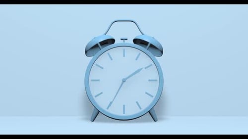 Minimalist Blue Alarm Clock on Plain Background
