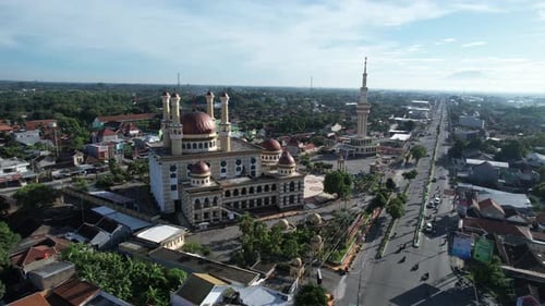 Aerial of Al Aqsha mosque islamic center in Klaten