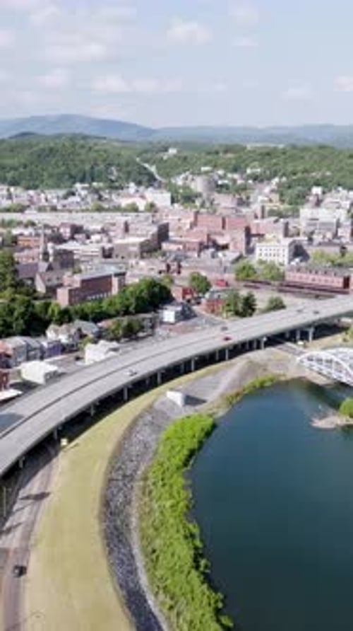 Vertical Cumberland Maryland Aerial Drone Straight In Cityscape