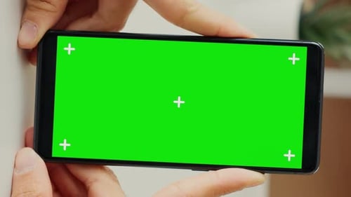 Smartphone Chroma Key Area in Horizontal Close Up