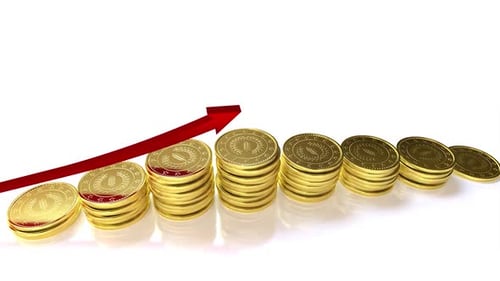 Golden Coins Graph Rising Arrow