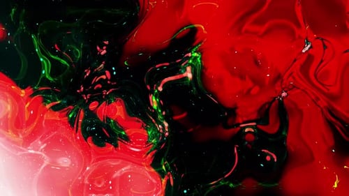 Vibrant Abstract Fluid Red and Green Liquid Motion Background Loop