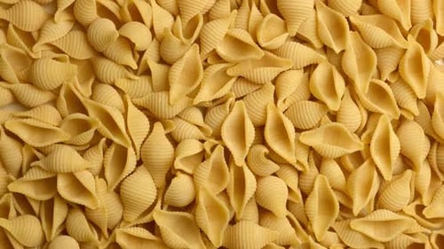 Uncooked Pile of Dry Conchiglie Pasta Shells