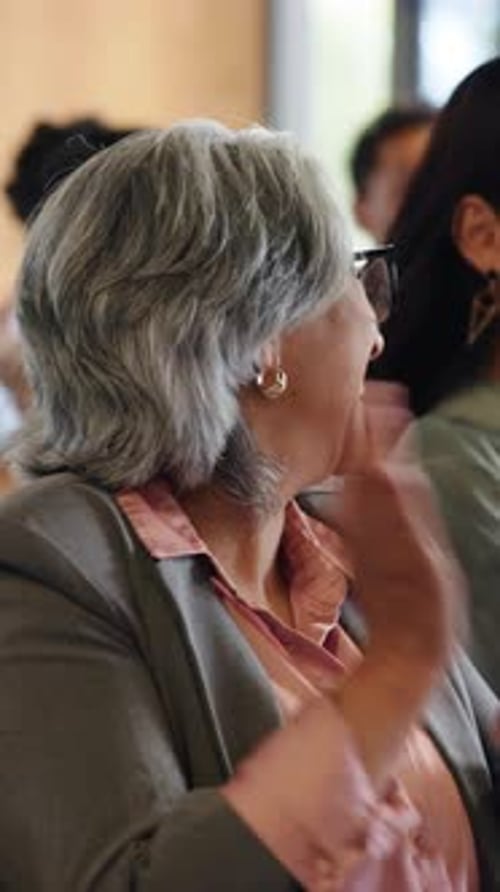 Business, applause and woman in office, celebration for profit increase