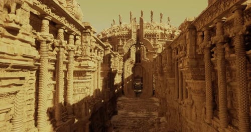 Ancient Architectural Marvel Within a Historical Site During Golden Hour
