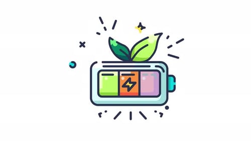 Eco-Friendly Battery Charging Loop Icon Animation