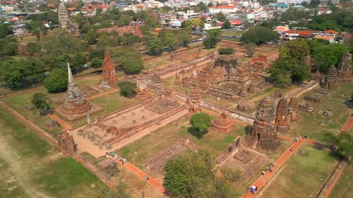 Aerial View of the Historic City of Ayutthaya Thailand
