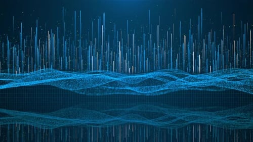 Abstrakter blauer Hologramm-Hintergrund der Scifi-Mikrowelt-Nanotechnologie oder des kosmischen Raums
