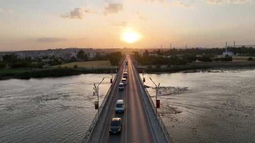 Sanliurfa, Birecik City Sunset Aerial View