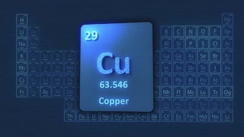 Futuristic Copper Element Periodic Table Data Display