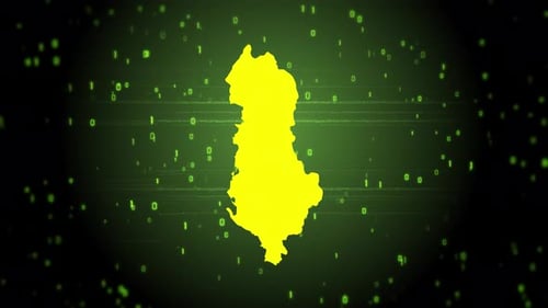 Digital Map Reveal of Albania with Futuristic Glitch Effect