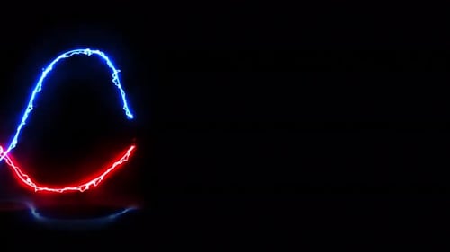 Abstract Background With Glowing Neon Waves, Laser Show, Virtual Reality 4K