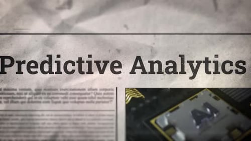 Predictive Analytics AI Headline on Crumpled Newspaper Page