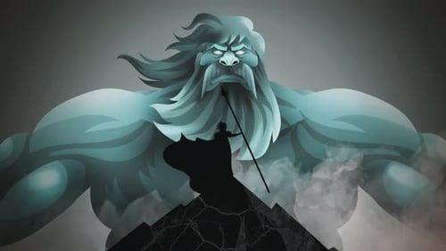 ymir émergeant de la brume pour affronter Odin