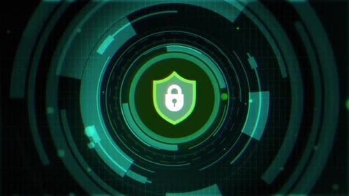 Sicherheitssymbol auf futuristischem Cyberspace-Hintergrund 03