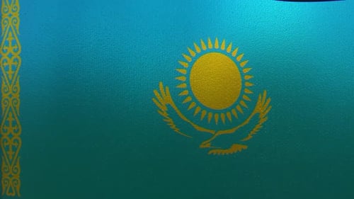 Realistic Waving Flag of Kazakhstan Animation