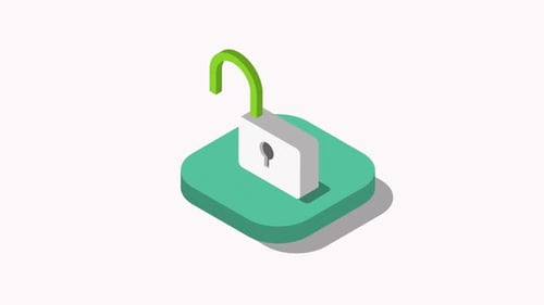 Isometric Padlock Unlocking Animation