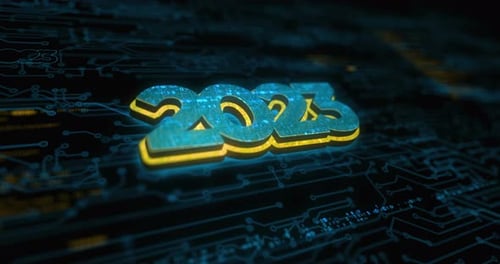 Futuristic 2023 Digital New Year Title Animation