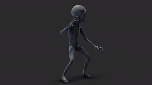 Grey Alien Turning Around With Shadow
