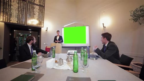 Business Presentation with Green Screen in Conference Room