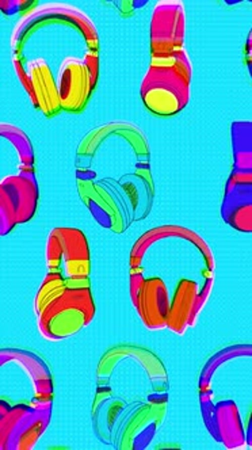 Fun Retro Risograph Style Headphones Portrait Background