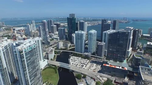 Downtown Miami Skyline Along Miami River