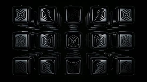 Abstract Geometric Black Cubes with Hexagon Pattern Motion Background