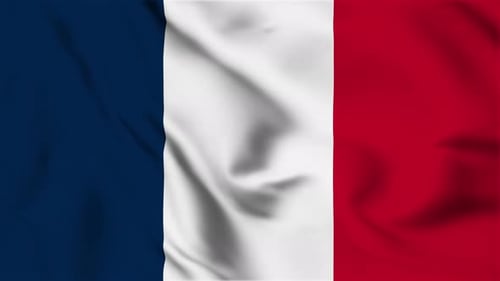 Realistic French Flag Waving Animation Loop