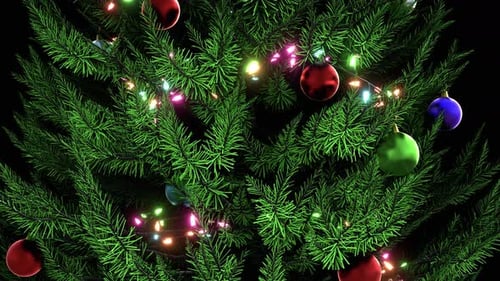 Seamlessly Looping Christmas Tree with Ornaments and Blinking Lights
