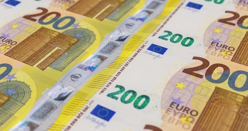 Macro Shot of Two Hundred Euro Banknotes