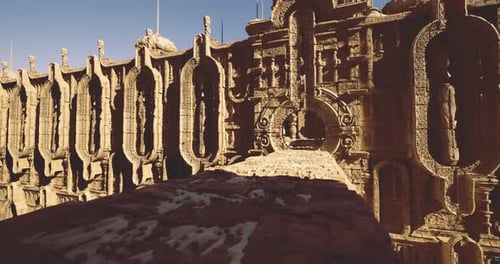 Ancient Ornate Desert Fortress Flythrough Animation