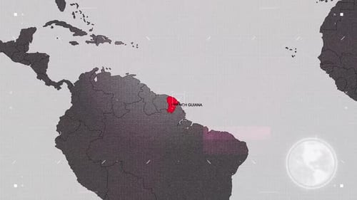 French Guiana Map Red And Gray With Effects