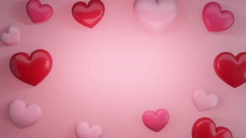 Romantic 3D Hearts Floating Loop Background
