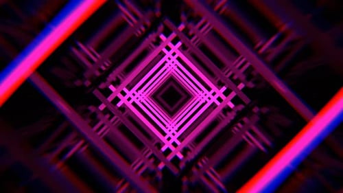 Pink Neon Pulse Square Tunnel Background Vj Loop I 4K
