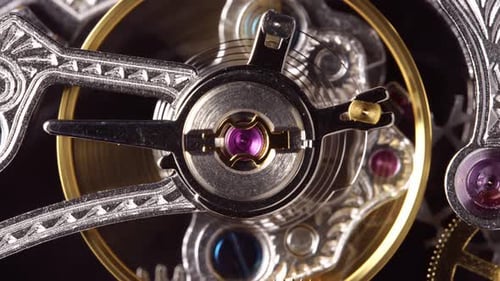 Elegant Mechanics CloseUp View of an Antique Pocket Watch's Gears and Moving Springs
