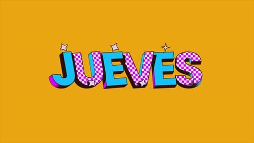Spanish Cartoon Animated JUEVES Sign Looping
