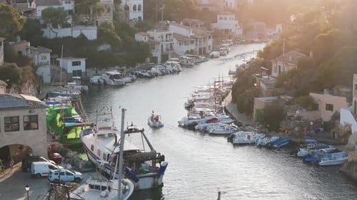 Luftbild über der Stadt Cala Figuera, Spanien, auf der Insel Mallorca
