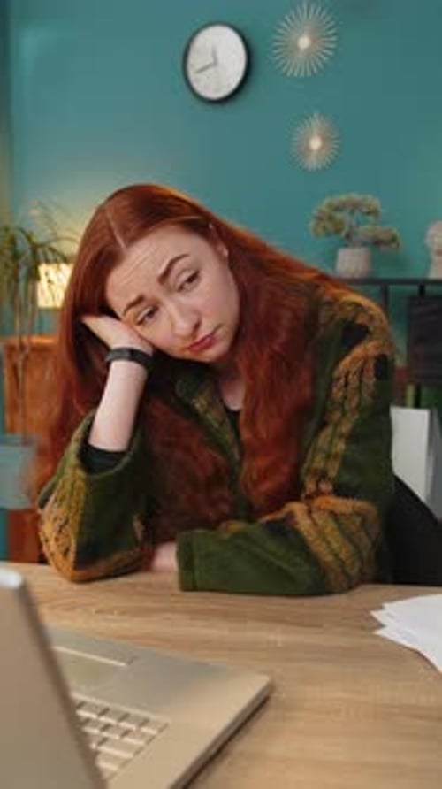 Sad Frustrated Pensive Annoyed Woman Suffers From Unfair Situation Bankruptcy Stress at Home Office