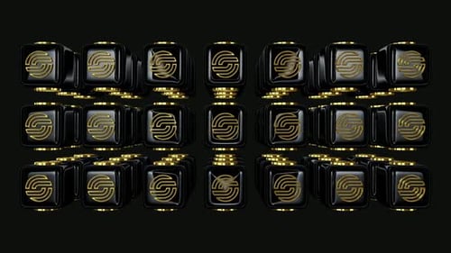 3D Cubes with Golden Abstract Patterns Background Loop Animation