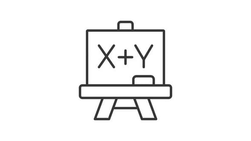 Animated blackboard with math formula line icon