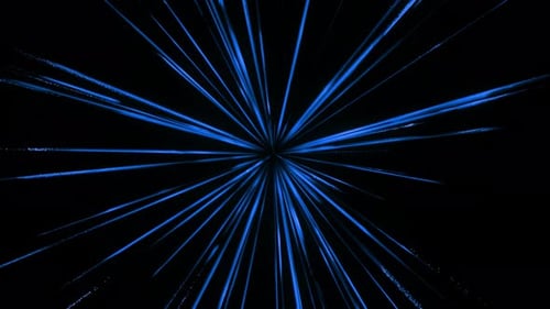 Abstrakte blaue Partikel, die durch die Raumanimation streifen. 3D-Loop-Animation 4k