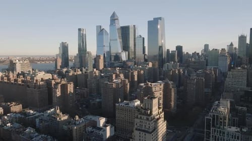 Aerial view of Hudson Yards at sunrise