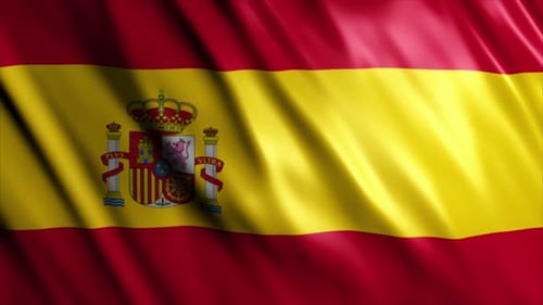 Realistic Waving Spain Flag with Fabric Texture