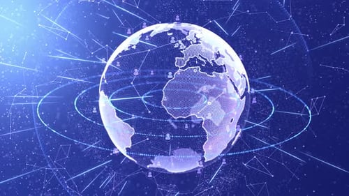 Futuristic Digital Global Network with User Icons and Data Connections