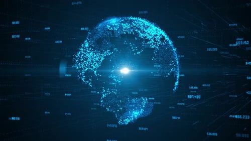 Futuristic Digital Earth Globe with Big Data Animation