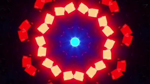 Dynamic abstract geometric shapes pulsing in vibrant colors