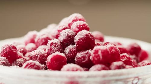 Frozen Cranberries Cooking for Tea or Jam Background Close Up of Cranberry Berries in on the Kitchen