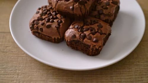 Chocolate Chip Brownies on a Plate