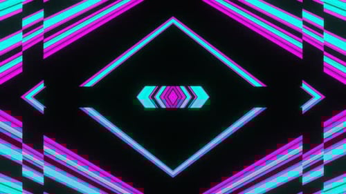 Seamless Neon Geometric Lines Pattern Looping Background