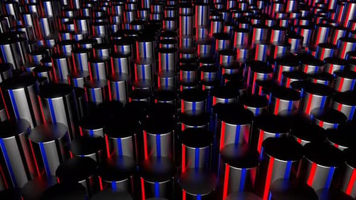 Roter und blauer kreisförmiger Neon-Equalizer-Hintergrund Vj Loop In 4K